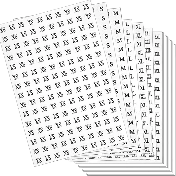 STARLIGHT- 4200 Pcs Clothing Size Round Labels Stickers White Adhesive 7 Sizes 1X2 Inches