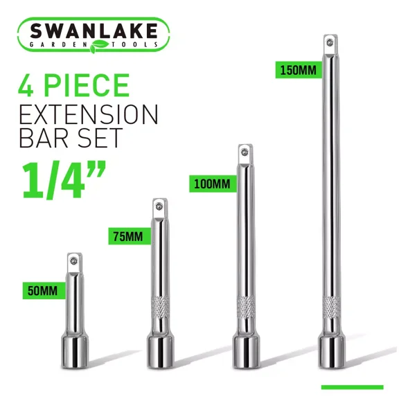 STARLIGHT- 4Pc 1/4" Drive Socket Extension Bar Set Long Shaft 2" 3" 4" 6" Ratchet Improved