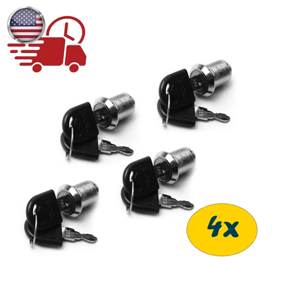STARLIGHT- 4X Zinc Alloy Cam Locks - 7/8" Cabinet Lock Set For Tool Box, Drawer & Furniture