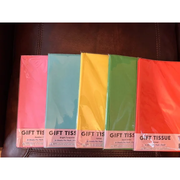 STARLIGHT- 5 Packs Bundle! Tissue Paper For Gifts, Birthdays, Holidays, 20*20 120 Sheets