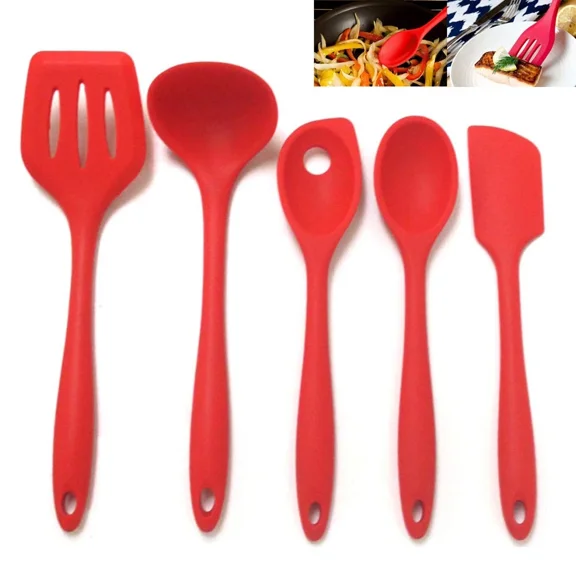 STARLIGHT- 5 Pc Kitchen Utensil Set Silicone Cooking Utensils Heat Resistant Kitchen Tools