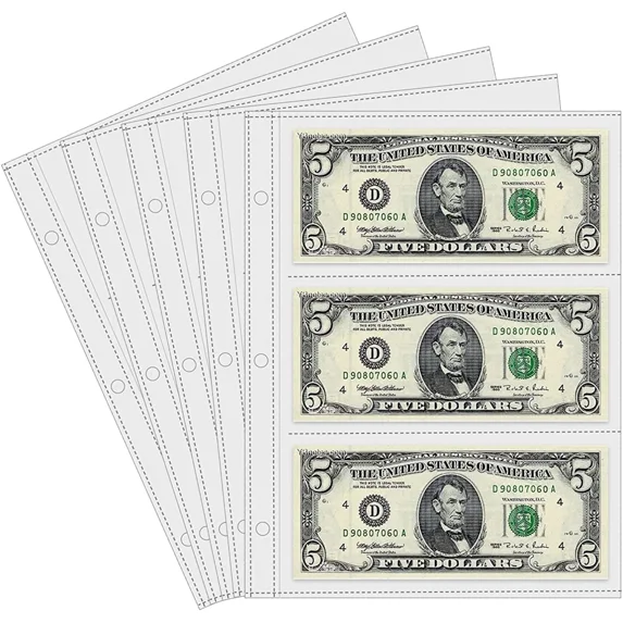STARLIGHT- 50 Sheets Currency Sleeves For Paper Money Collection 3 ...