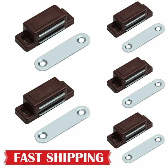 STARLIGHT- 5Pack Brown Magnetic Door Catches Kitchen Cupboard Wardrobe Cabinet Latch Catch