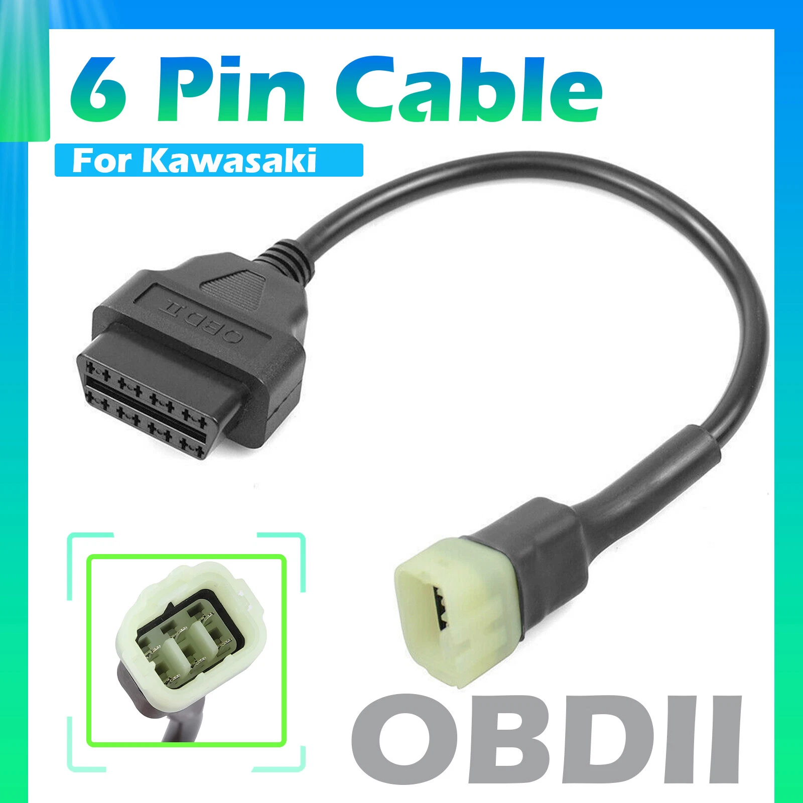 STARLIGHT- 6 Pin Obd2 Motorcycle Cable Diagnostic Scanner Adapter ...