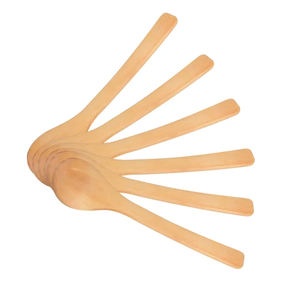 STARLIGHT- 6Pack Wood Spoon Kitchen Cooking Condiment Utensil Spoon Coffee Teaspoon Set E