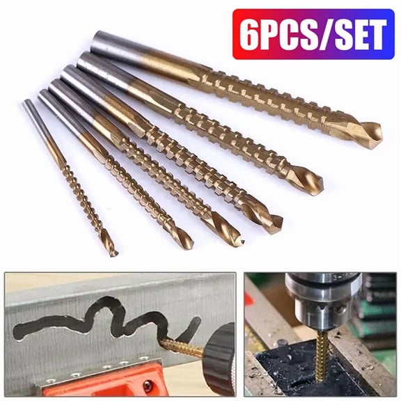 STARLIGHT- 6Pcs Twist Drill Bit Set Power Tool Accessories Screw Holes For Wood Metal Us