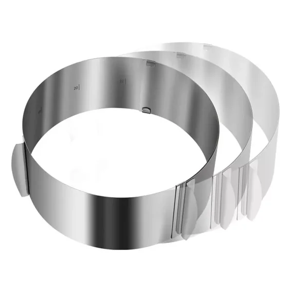 STARLIGHT- Adjustable Baking Round Cake Ring Mold 6-12" Stainless Steel With Scaling Inside