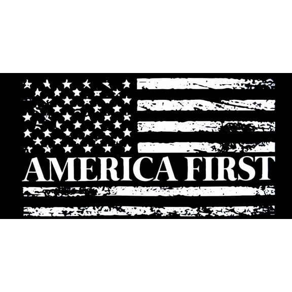 STARLIGHT- America First Usa Flag Distressed Black White Vinyl Decal Bumper Sticker