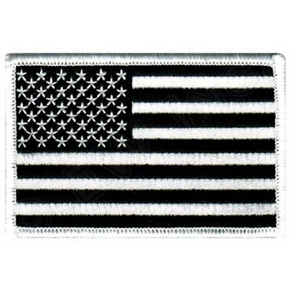 STARLIGHT- American Flag Patch Embroidered Iron-On Us Black White Military United States