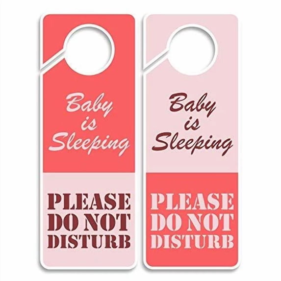 STARLIGHT- Baby Sleeping Sign For Front Door, Door Hanger 2Pack, Double Sided For Door Knob
