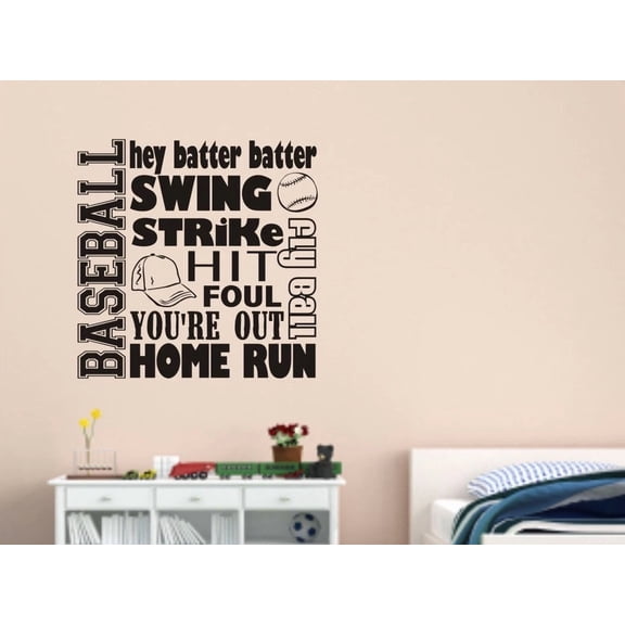 STARLIGHT- Baseball Collage Home Room Words Lettering Vinyl Wall Decal Quote Sports Decor
