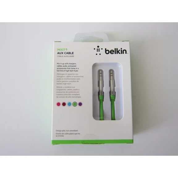 STARLIGHT- Belkin Av10127Tt03-Grn Aux Flat Cable 3Ft Green Color New