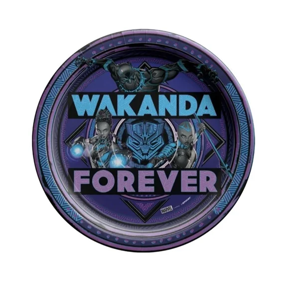 STARLIGHT- Black Panther 'Wakanda Forever' Large Paper Plates (8)~ Birthday Party Dinner