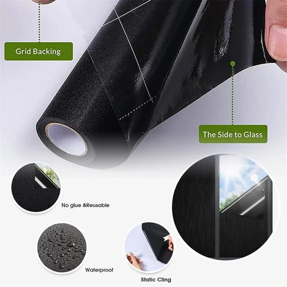 STARLIGHT- Blackout Window Film Privacy Room 100% Light Blocking Darkening Static Cling