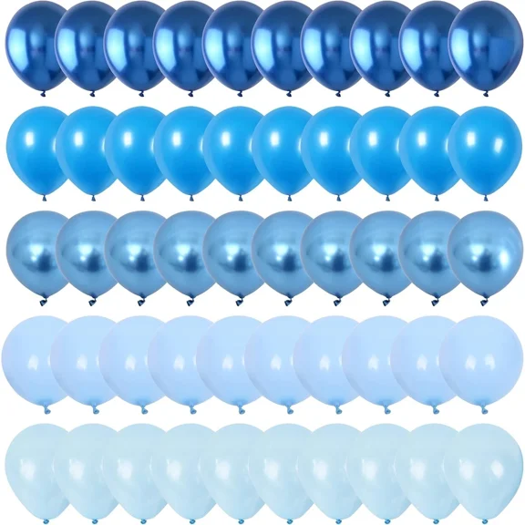 STARLIGHT- Blue Balloon Set 60 Packs 12 Inches Metallic Chrome Pearl Shower Birthday Party