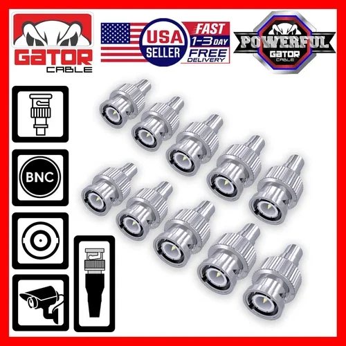 STARLIGHT- Bnc Male Plug To Rca Female Coax Connector Adapter Converter For Cctv Camera 10X