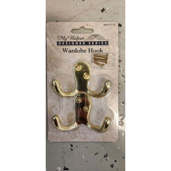 STARLIGHT- ??Brand New Double Prong Hook Brass Finish Pack 2?? Lot Of 5 Packs With 2 Each