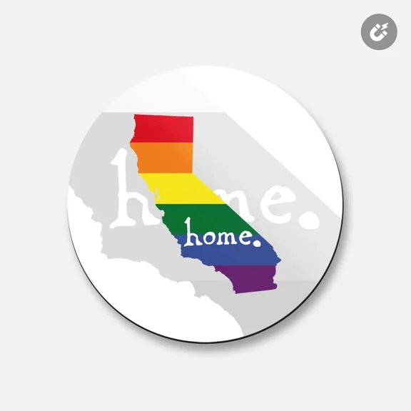 STARLIGHT- California Usa State Rainbow Map Home | 4'' X 4'' Round Decorative Magnet