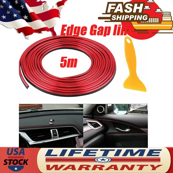 STARLIGHT- Car Interior Decor Red Point Edge Gap Door Panel Molding Line Trim Accessories5M
