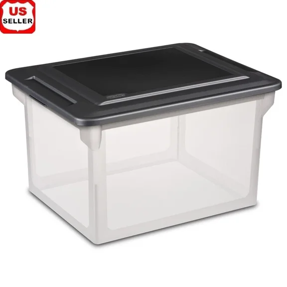 STARLIGHT- Clear Plastic File Box Letter Legal Size Organizer Stackable Storage Container