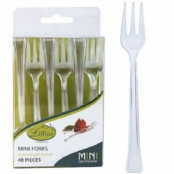 STARLIGHT- Clear Plastic Mini Cocktail Forks Appetizer Forks Party Supplies Lillian 48