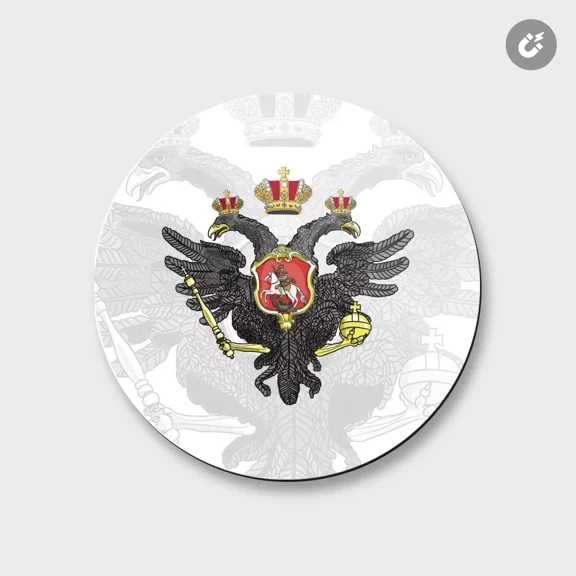 STARLIGHT- Coat Of Arms Russian Double-Headed Eagle | 4'' X 4'' Round Decorative Magnet