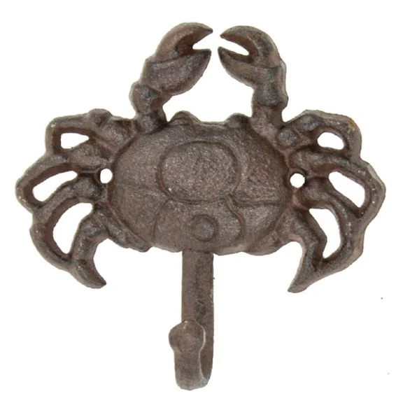 STARLIGHT- Crab Single Wall Hook Cast Iron Antiqued Brown