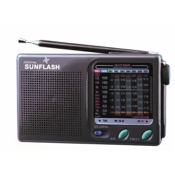 STARLIGHT- Digital Sunflash Rd-33-Am/Fm 9-Band Mini Radio & Built-In Speaker - Black