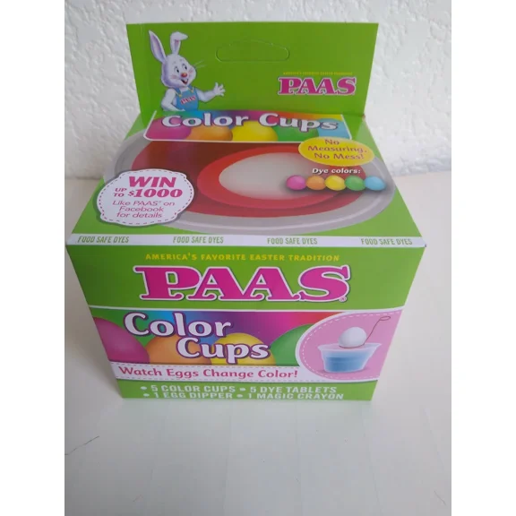 STARLIGHT- Easter Egg Coloring Cup Dye Kit 5 Cups, 5 Dye Tablets, 1 Crayon, 1 Egg Dipper