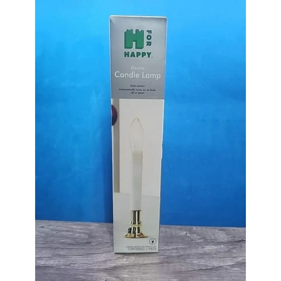 STARLIGHT- Electric Candle Lamp W/ Automatic Light Sensor Faux Brass Finish Home Decor