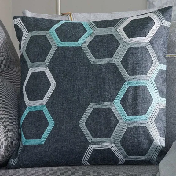 STARLIGHT- Embroidered Honeycomb 18" Pillow Cover