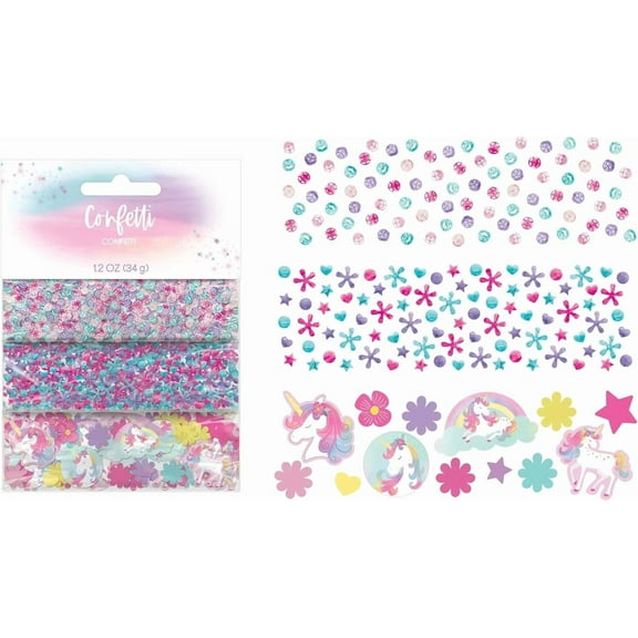 STARLIGHT- Enchanted Unicorn Fantasy Animal Kids Birthday Party Decoration Confetti 3-Pack