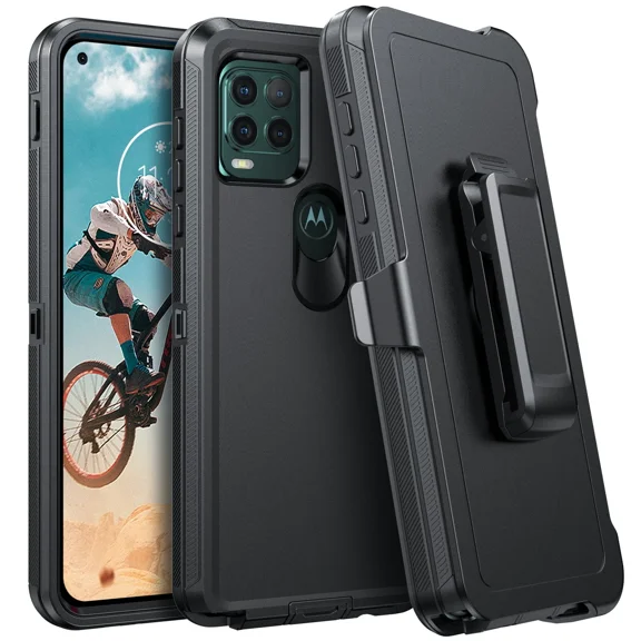 STARLIGHT- For Motorola Moto G Stylus 5G 2021 Case Belt Clip Holster Phone Cover Black