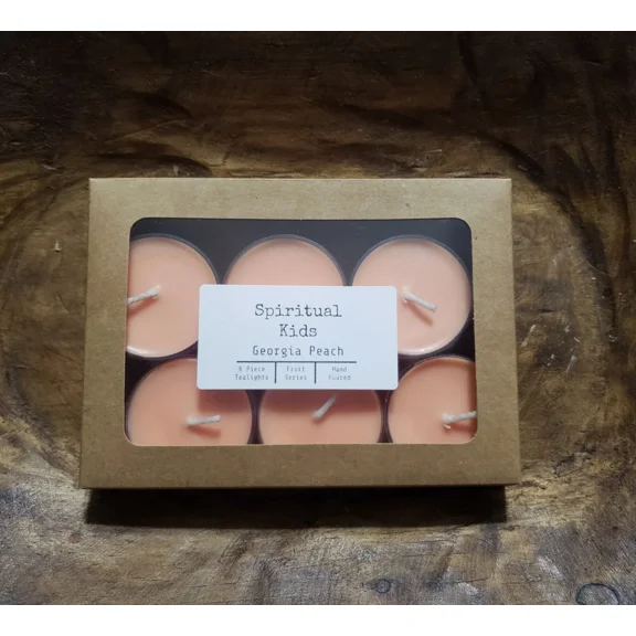STARLIGHT- Georgia Peach Natural Soy 6 Count Tealights Hand Poured W/ Essential Oils