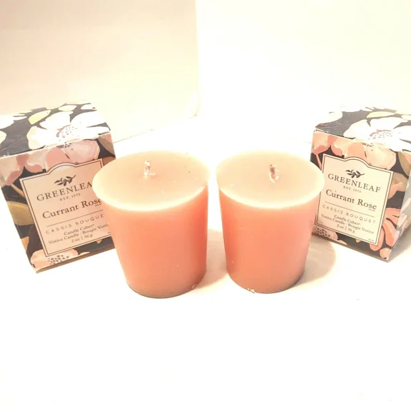 STARLIGHT- Greenleaf Currant Rose Floral Scented Votives Lot 2 Candle Cube New