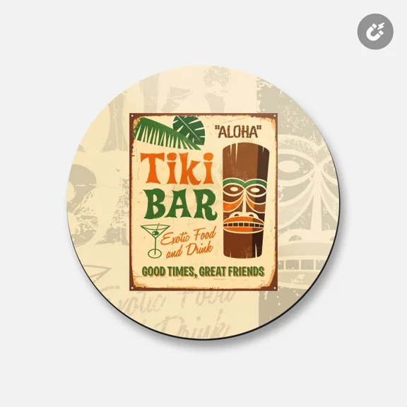STARLIGHT- Grunge Metal Sign Tiki Bar Aloha Party | 4'' X 4'' Round Decorative Magnet