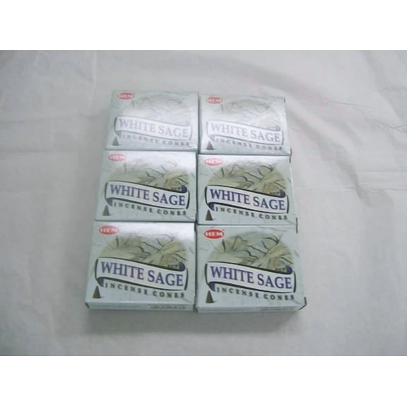 STARLIGHT- Hem White Sage Incense Cones, 6 Packs Of 10 Cones = 60 Cones