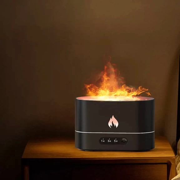 STARLIGHT- Humidifier Essential Oil Diffuser 3D Flame Mist Bedroom Home Office Decor Black