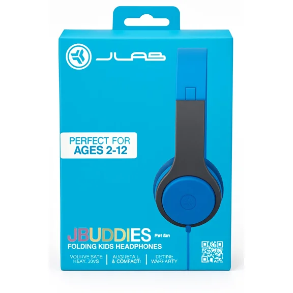STARLIGHT- Jlab Jbuddies Folding Gen 2 Kids Wired Headphones - Purple/Teal Open