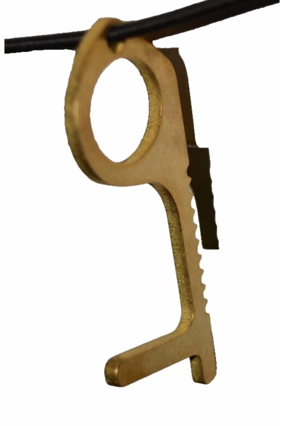 - Key Door Opener Antimicrobial Brass Milled Edc Keychain No Touch Hand Tool Usa