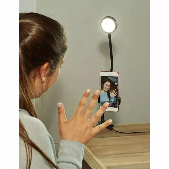 STARLIGHT- Kikkerland Live Streaming Lighting Kit- Phone Holder & Light Led Clamp Light Nib
