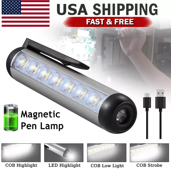 STARLIGHT- Led Cob Usb Rechargeable Mini Flashlight Magnetic Penlight Torch Pocket Light