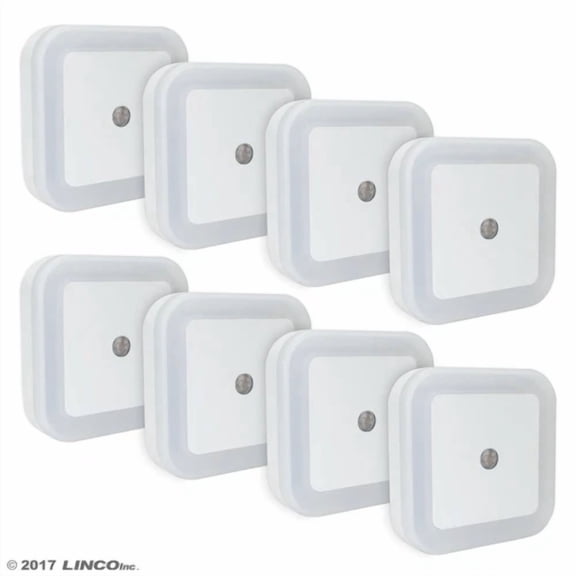 STARLIGHT- Linco Led Plug Night Light Wall Lamp With Dusk To Smart Sensor, Pack Of 8 T001