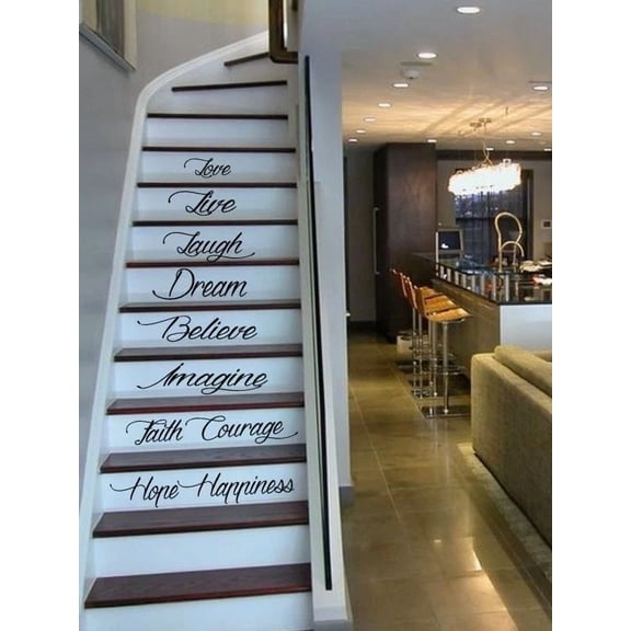 STARLIGHT- Live Hope Laugh Stairs Wall Quote Decal Sticker Decal Vinyl Art Home Decor Words
