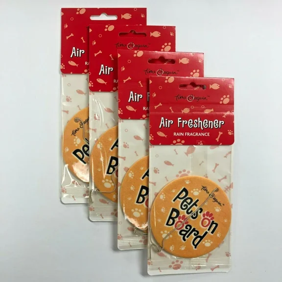 STARLIGHT- Lot Of (4) Hanging Car Air Freshener Pets On Board, Rain Fragrance Closet Home