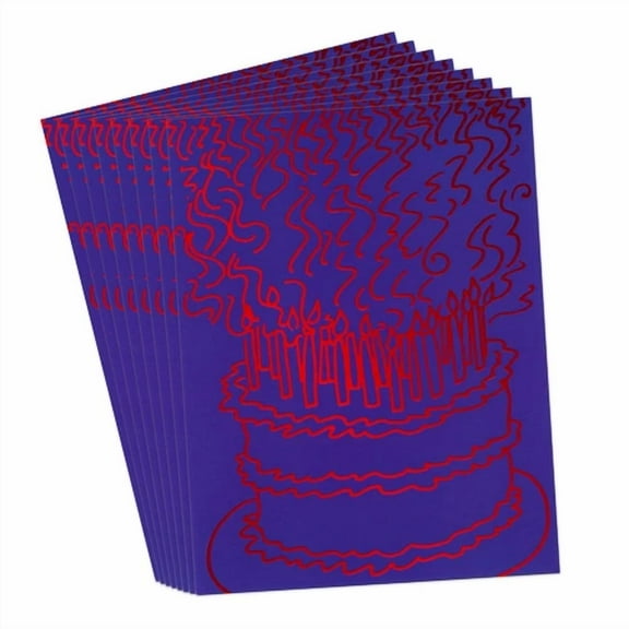 STARLIGHT- Lot Of 8 Carlton Cards Birthday Party Invitations + Envelopes, Cake Candles Blow