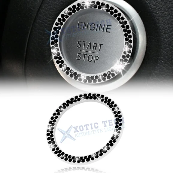 STARLIGHT- Luxurious Black Engine Start/Stop Button Bling Ring Emblem Sticker Accessories
