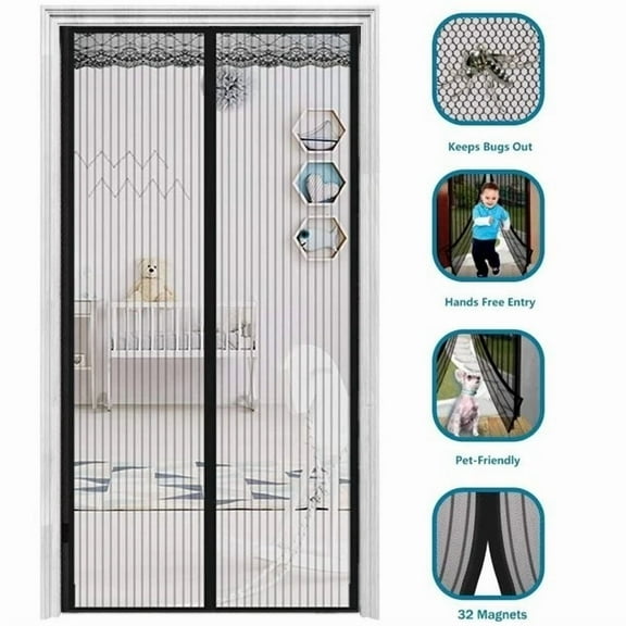 STARLIGHT- Magnetic Screen Door Retractable Mesh Net Pet Patio Hands Free Mosquito Magic