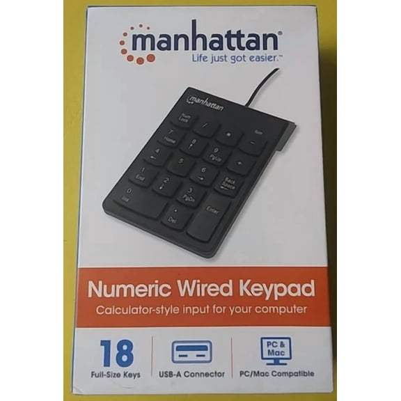 STARLIGHT- Manhattan External Usb Wired Numeric Keypad Full Sized Keys Brand New