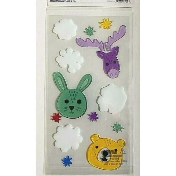 STARLIGHT- Moose Bunny And Bear Window Gel Cling Classroom Decor Decoration Snowflakes